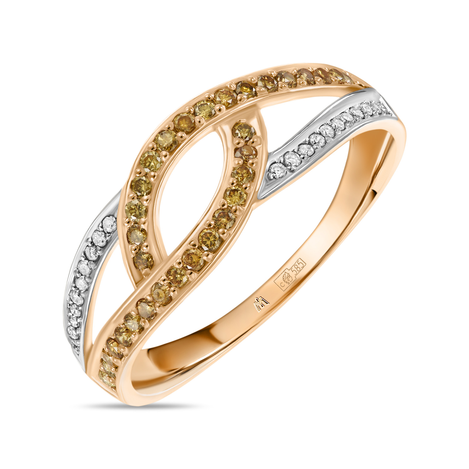 Кольца МЮЗ Золотое кольцо с бриллиантами и цветными бриллиантами 33160