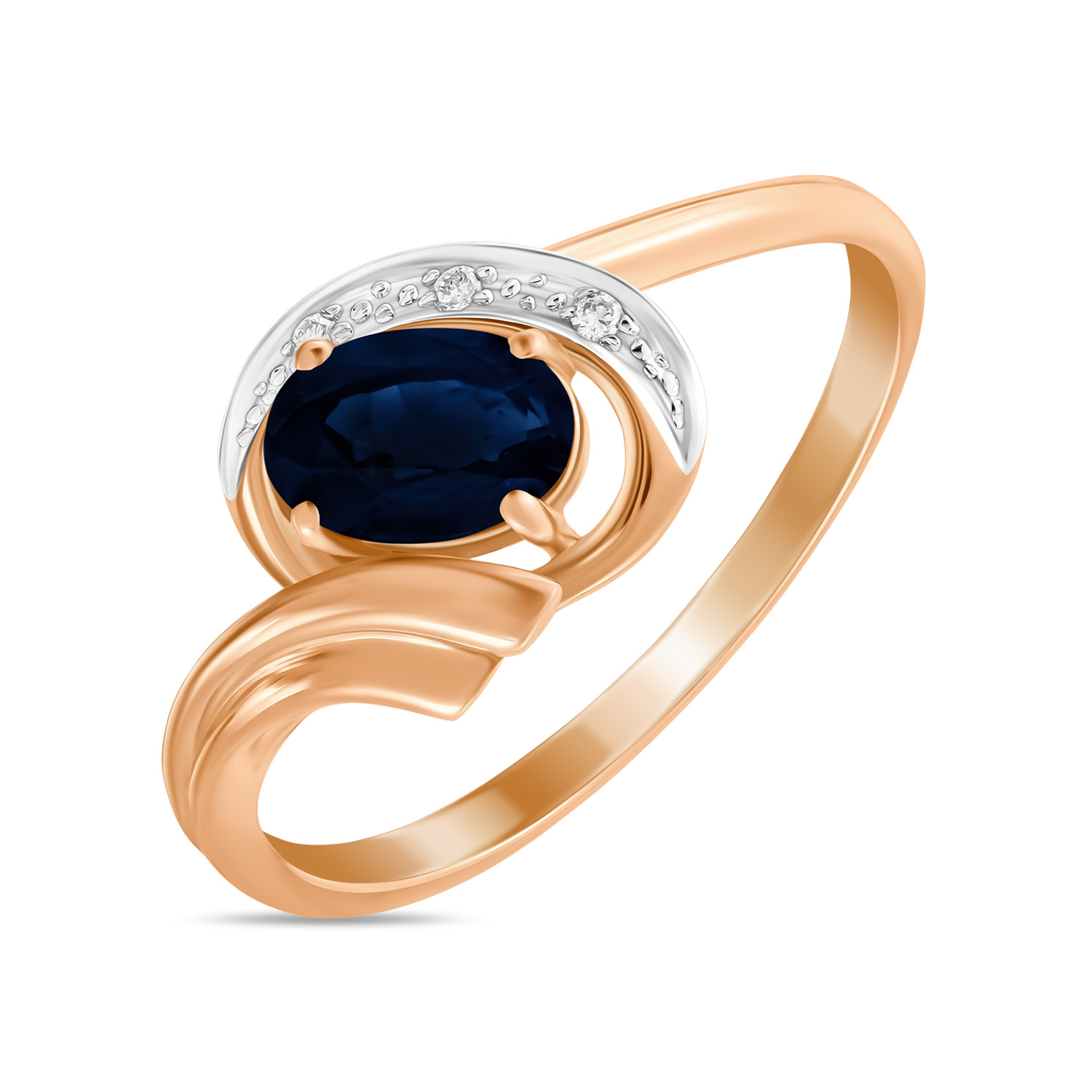 Золотое кольцо c бриллиантами и цветными сапфирами - фото 1