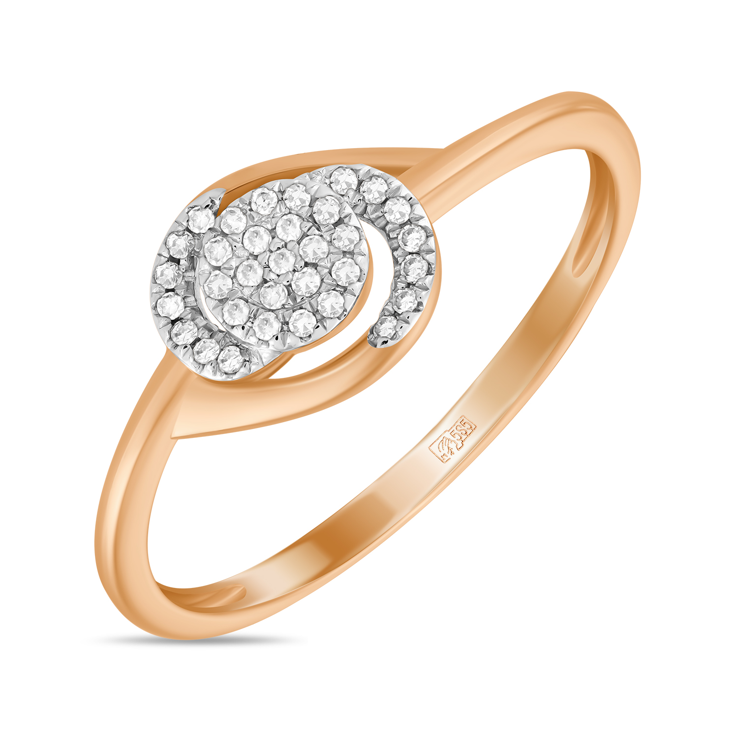 Золотое кольцо c бриллиантами, цвет красный - фото 1