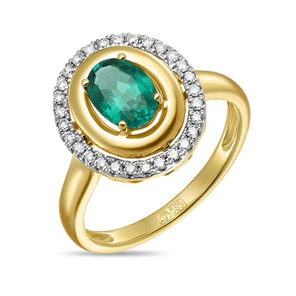 Золотое кольцо c бриллиантами и наноситалом, цвет желтый - фото 1