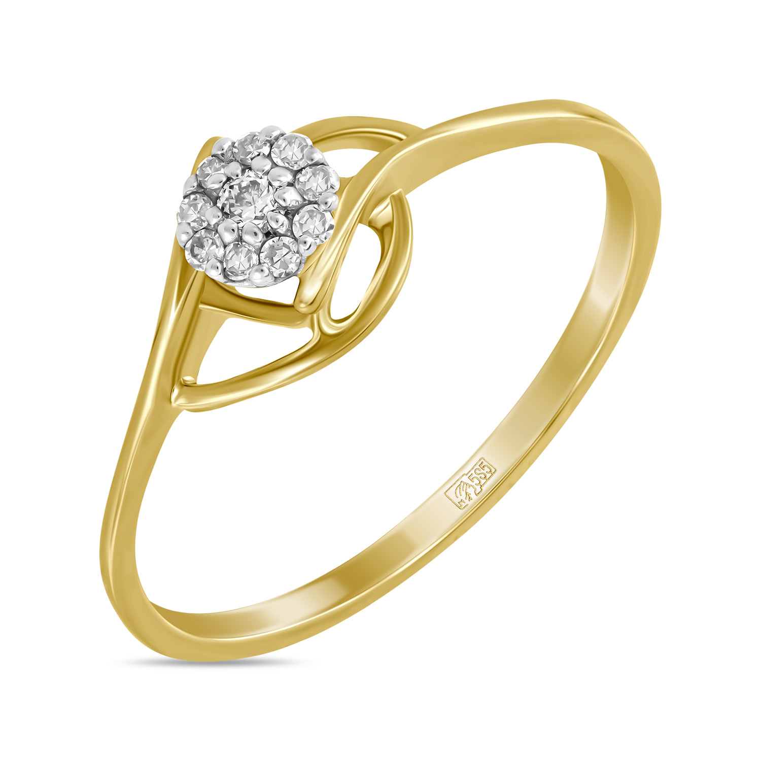 Золотое кольцо c бриллиантами, цвет белый - фото 1