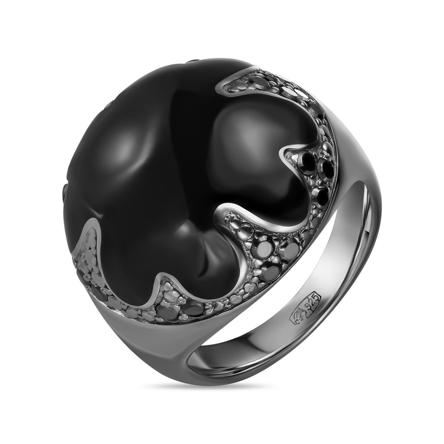 Серебряное кольцо c эмалью и фианитами - фото 1