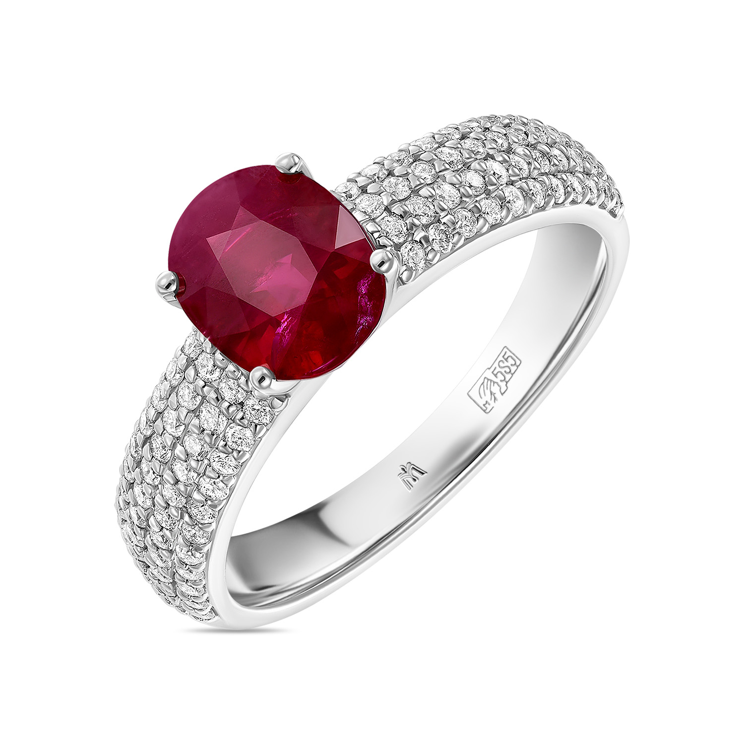 Золотое кольцо SOKOLOV 4010695 С бриллиантом и рубином
