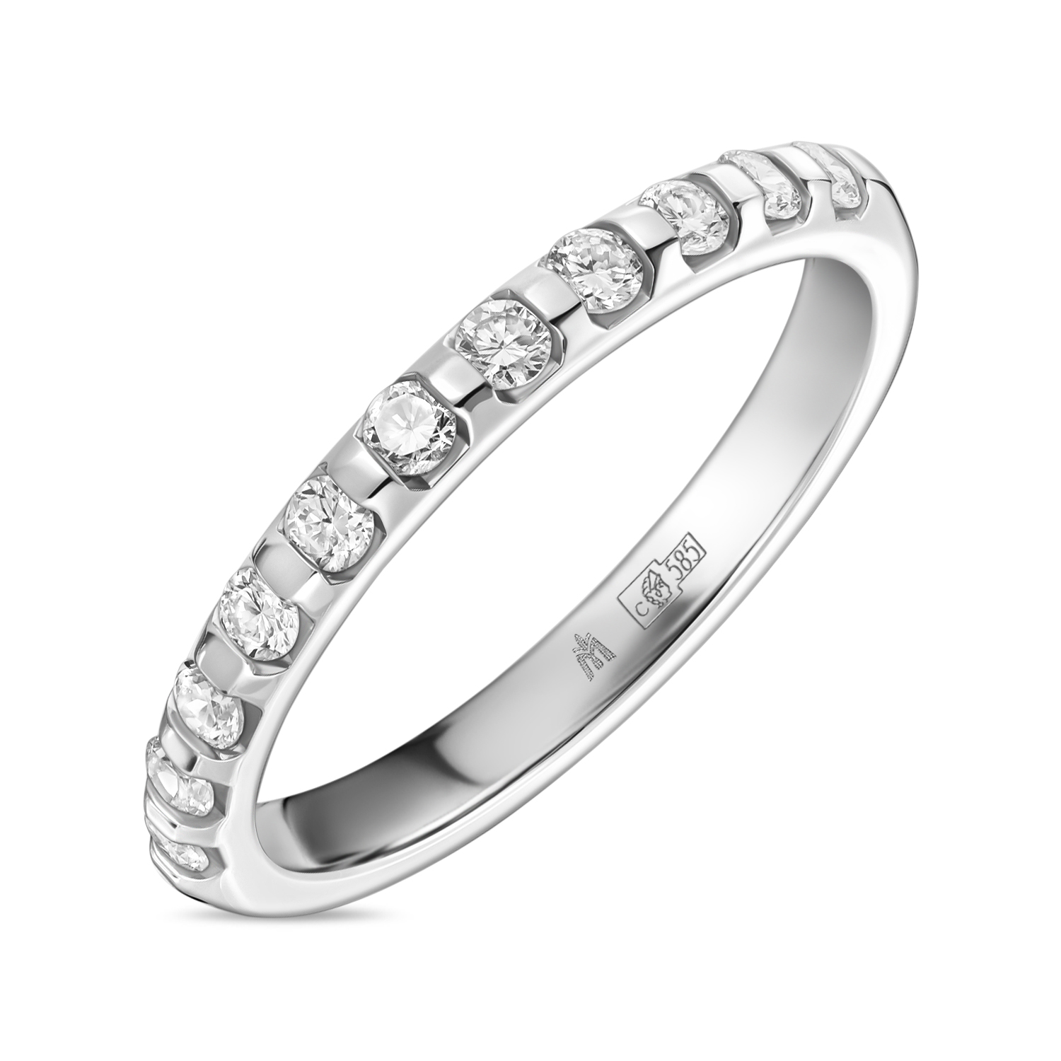 Кольцо с выращенным бриллиантом МЮЗ, цвет белый - фото 1