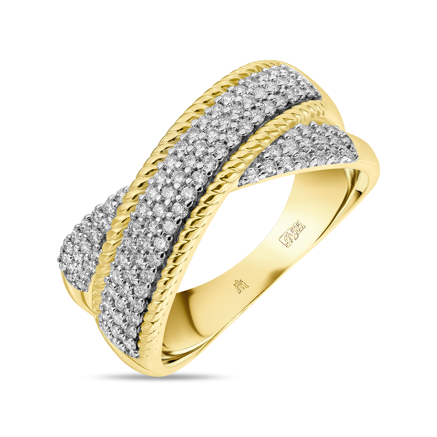 Кольцо с бриллиантами МЮЗ, цвет желтый - фото 1