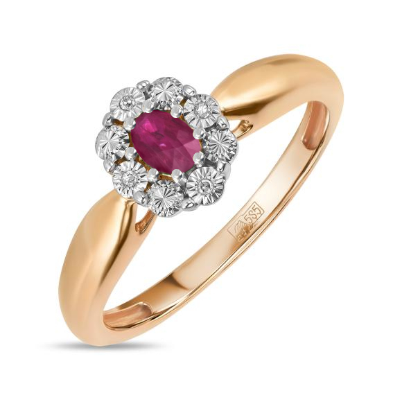 Кольцо с бриллиантами и рубином R01-L-34846-RU - Фото 1