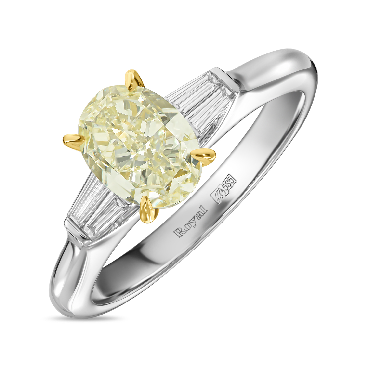 Кольцо с бриллиантами МЮЗ, цвет бело-желтый