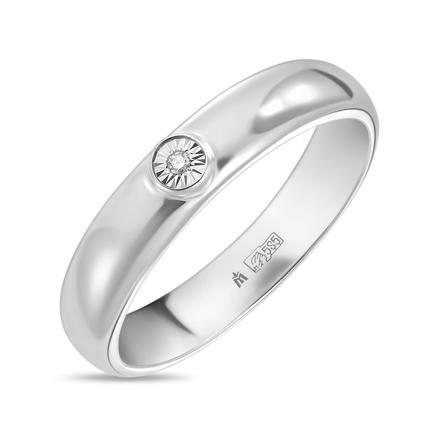 Кольцо с бриллиантом, цвет белый - фото 1