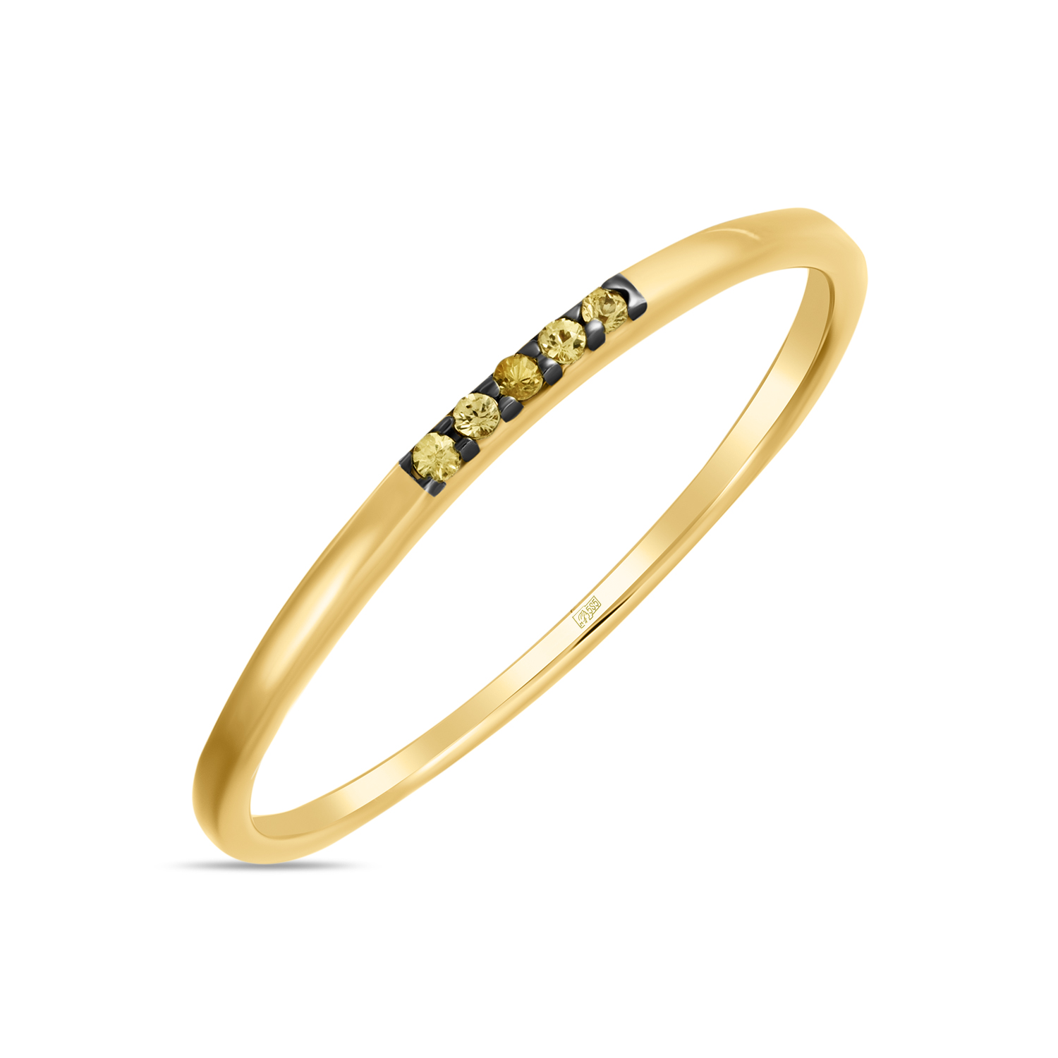 Золотое кольцо c сапфирами, цвет желтый - фото 1