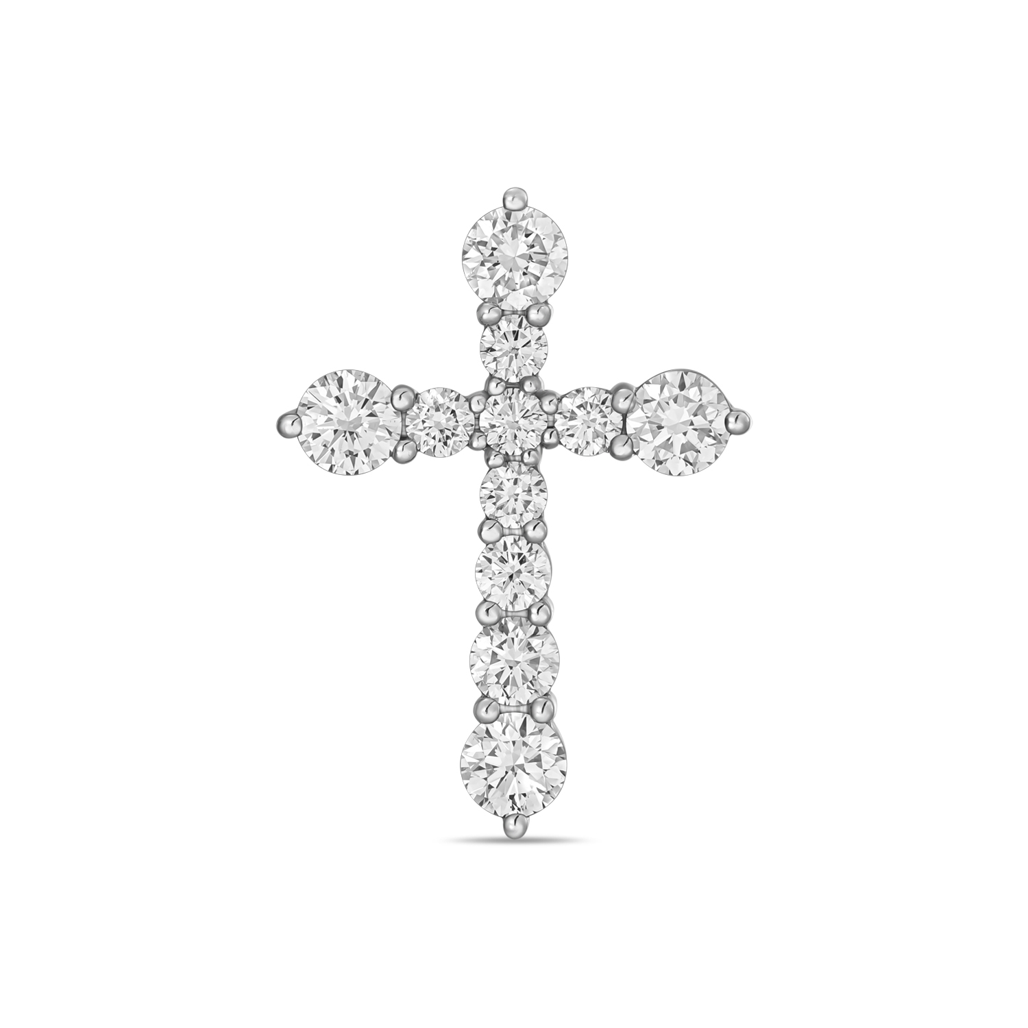 Крест с выращенным бриллиантом МЮЗ, цвет белый