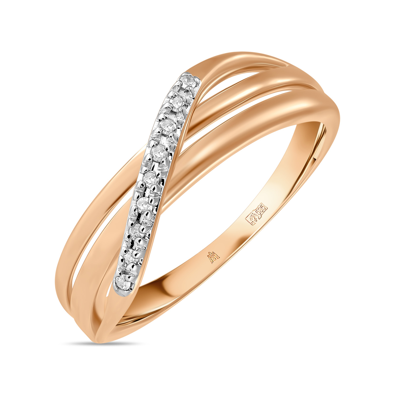 Золотое кольцо c бриллиантами, цвет желтый - фото 1