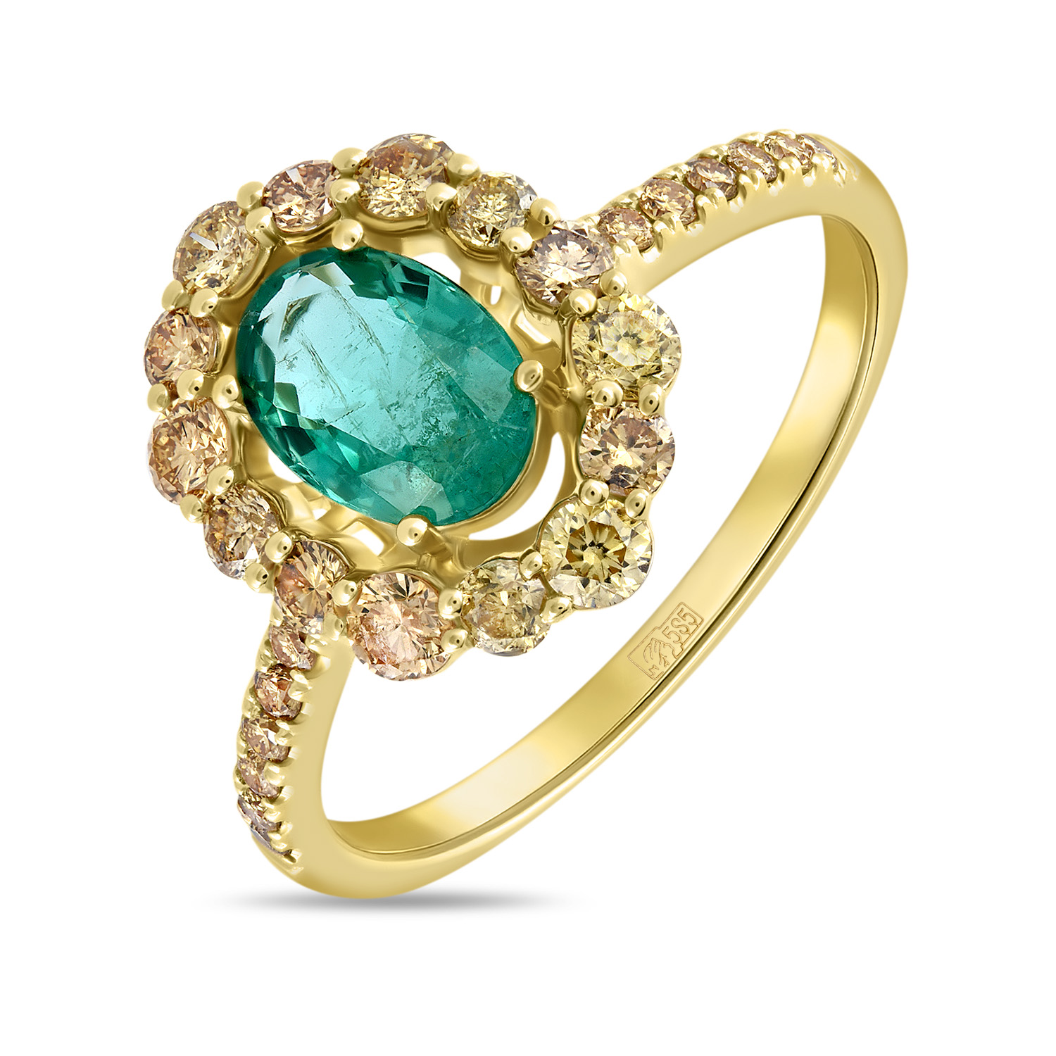 Золотое кольцо с изумрудом и бриллиантами Империал к0699-123