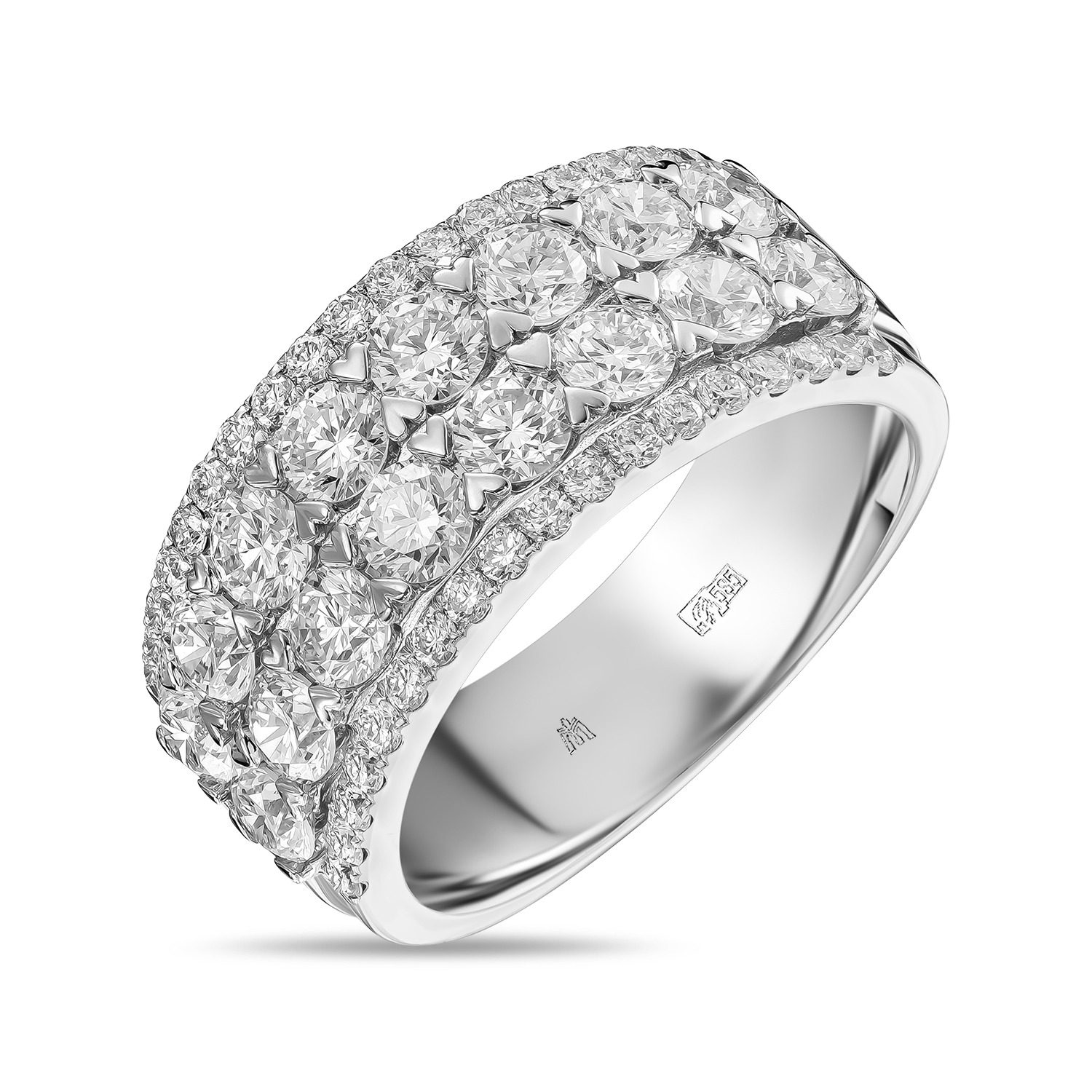 Кольцо с выращенным бриллиантом МЮЗ, цвет белый