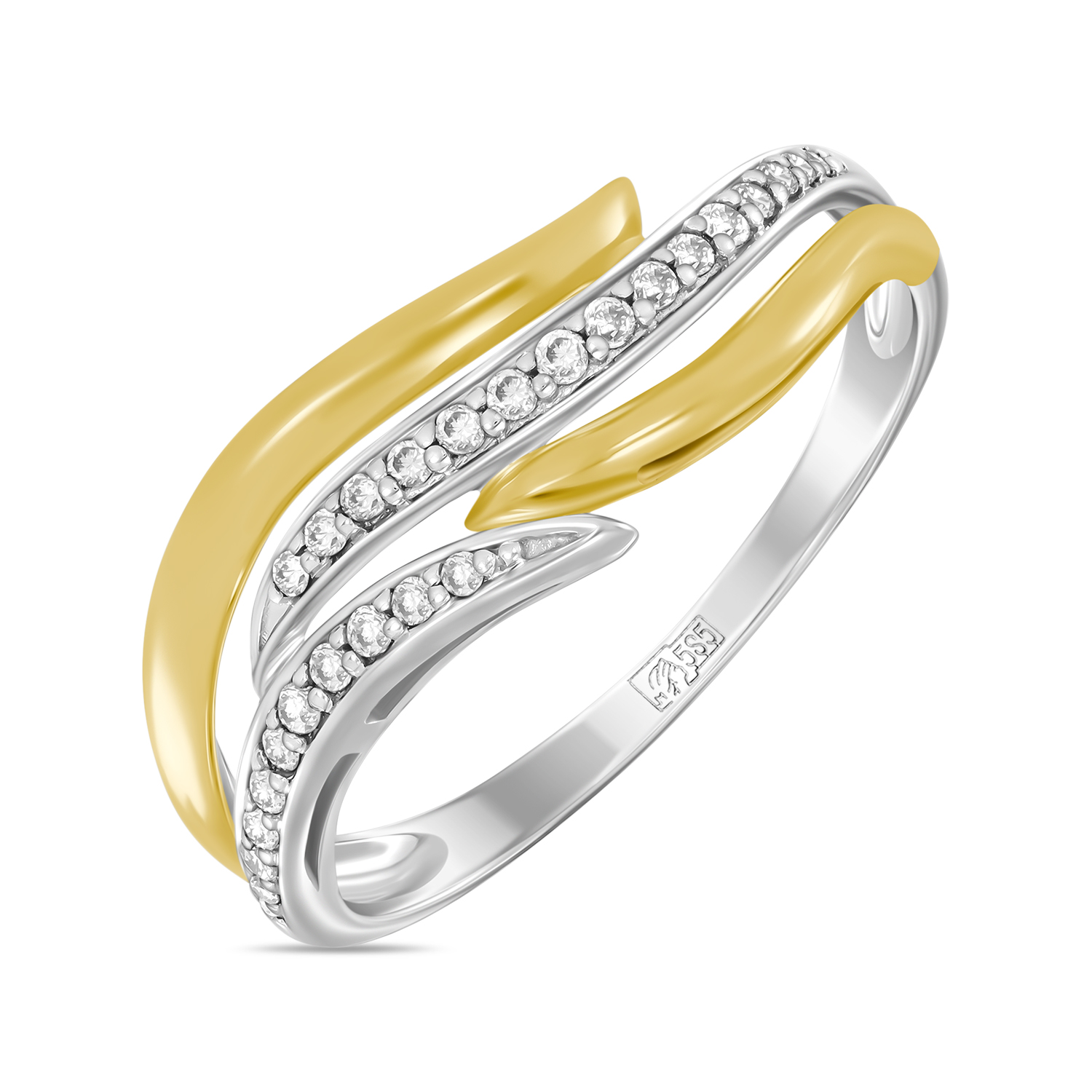 Золотое кольцо, цвет желто-белый - фото 1