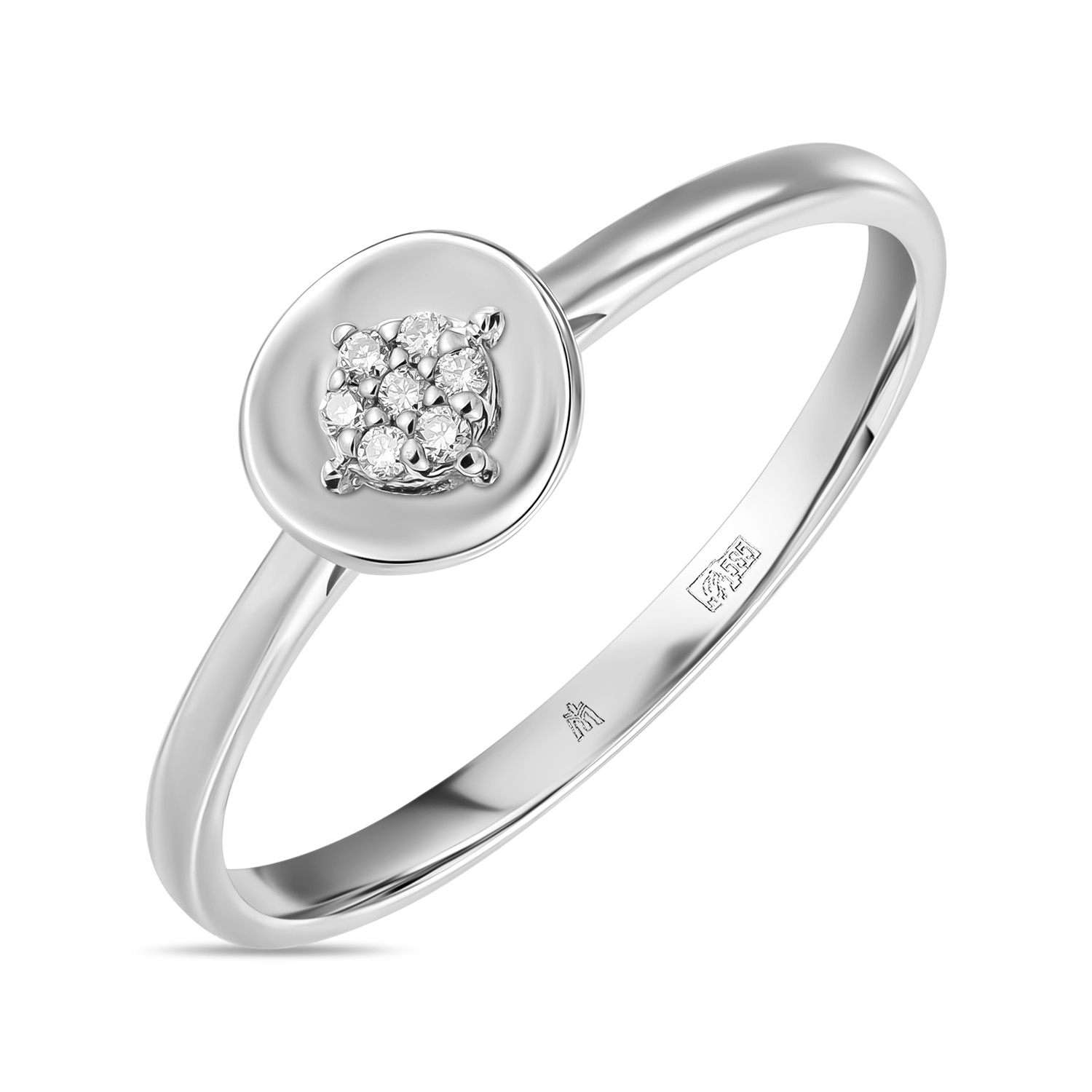 Золотое кольцо c бриллиантами, цвет белый - фото 1