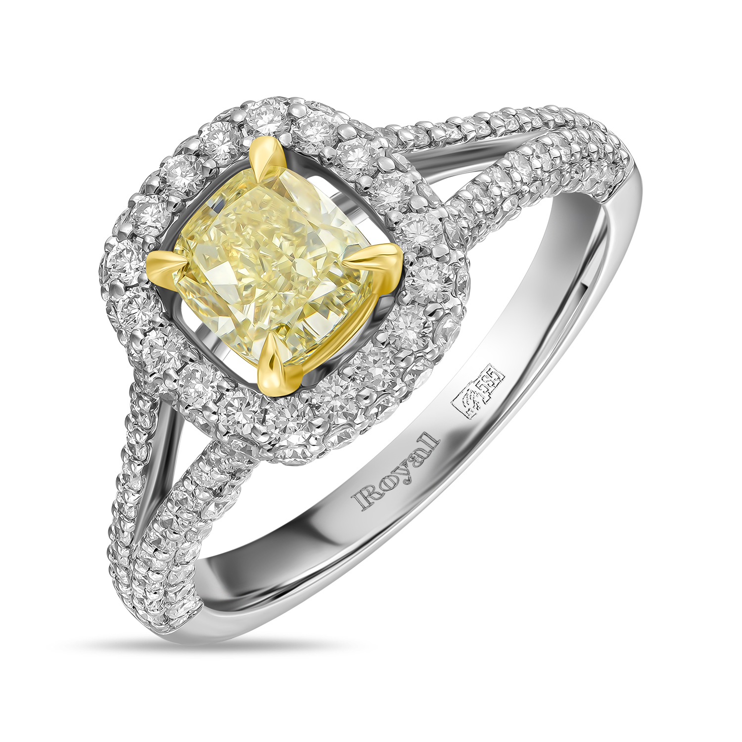 Кольцо с бриллиантами МЮЗ, цвет бело-желтый - фото 1