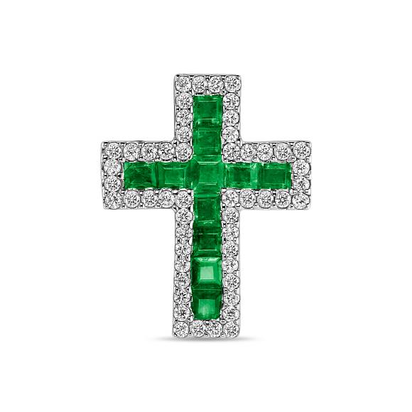 Крест с бриллиантами и изумрудами