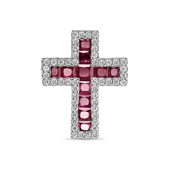 Крест с бриллиантами и рубинами