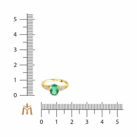 Кольцо с бриллиантами и изумрудом R01-L-35423-EM - Фото 2