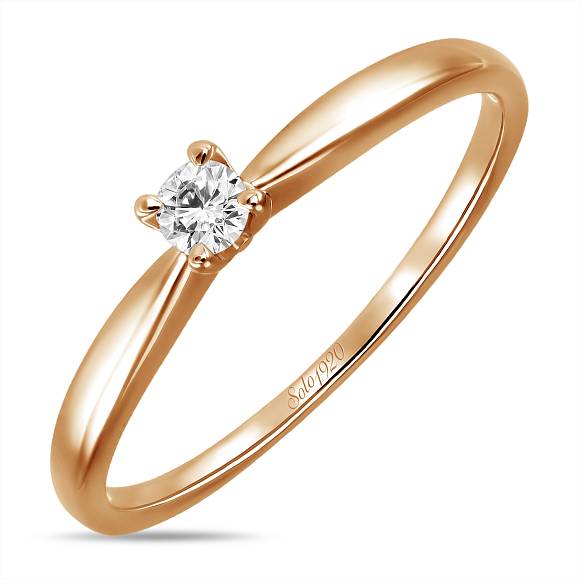 Золотое кольцо с бриллиантом (0,1 карат) R01-SOL35-010-G3 - Фото 1