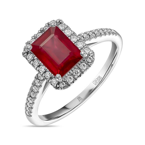 Кольцо с бриллиантами и облагороженным рубином R01-35815RO - Фото 1