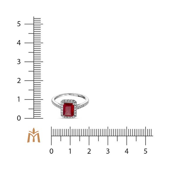 Кольцо c бриллиантами и облагороженный рубином