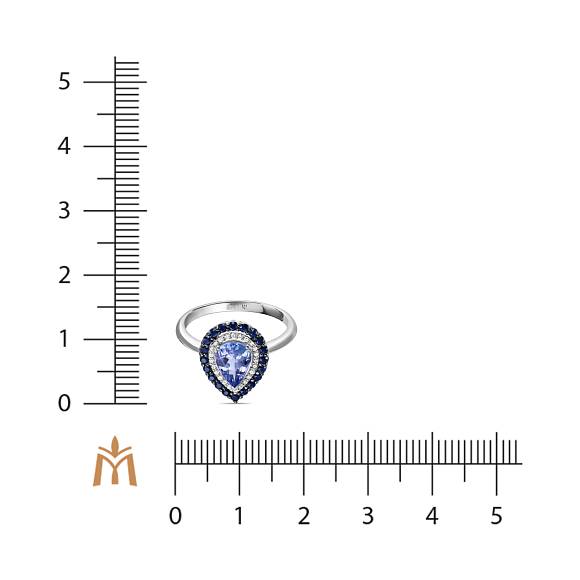 Кольцо с бриллиантами, сапфирами и танзанитом R01-35812MIX - Фото 2