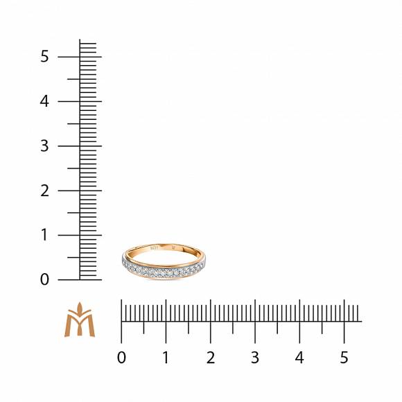 Обручальное кольцо-дорожка из красного и белого золота с 16 бриллиантами R01-35851 - Фото 2