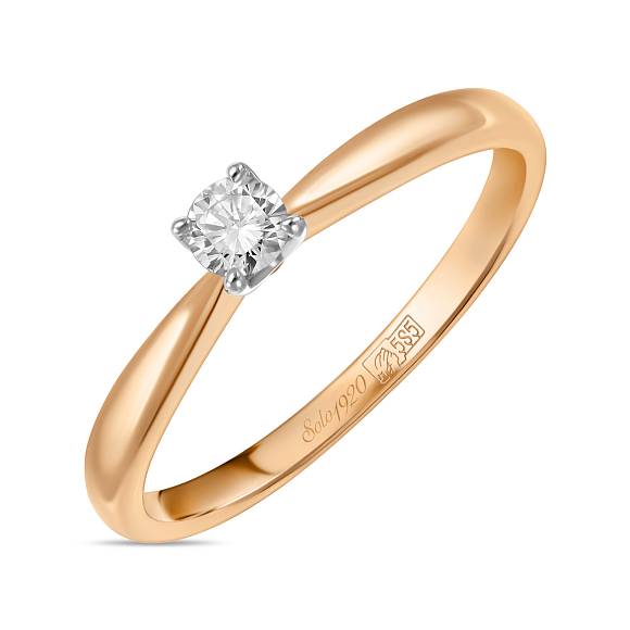 Золотое кольцо с бриллиантом R01-SOL35-015-G2 - Фото 2