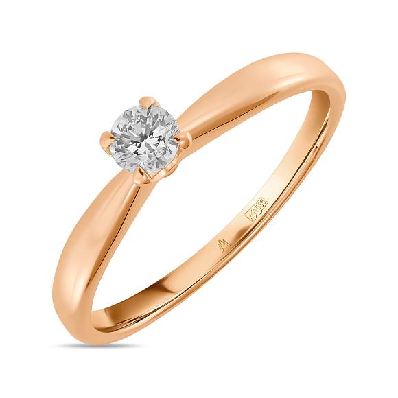 Золотое кольцо с бриллиантом 585 проба R01-SOL35-020-G2 - Фото 1