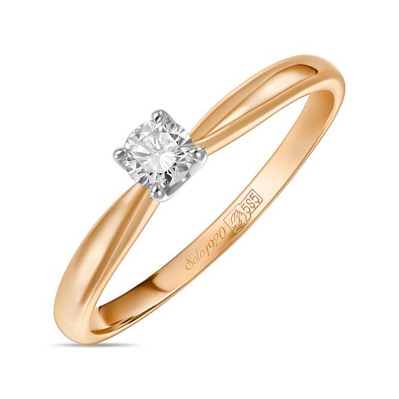 Золотое кольцо с бриллиантом 585 проба (0,18 карат) R01-SOL35-020-G2 - Фото 2