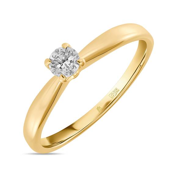Золотое кольцо с бриллиантом 585 проба R01-SOL35-020-G2 - Фото 3