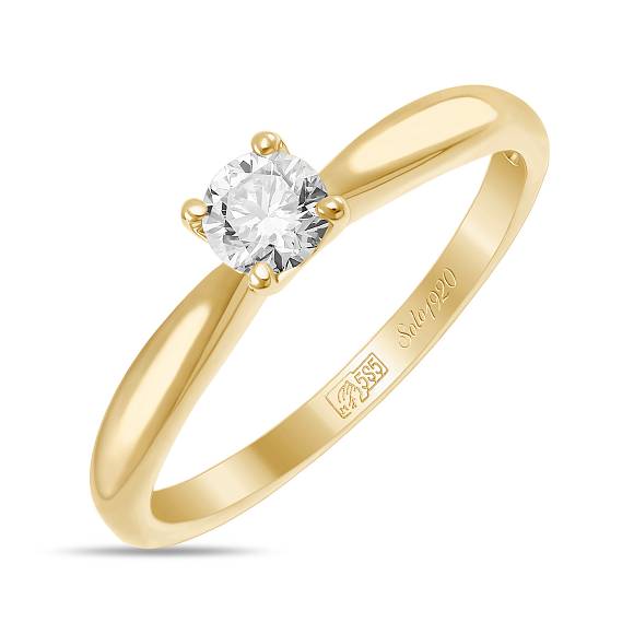 Тонкое кольцо из золота с бриллиантом (0,23 карат) R01-SOL35-025-G3 - Фото 4
