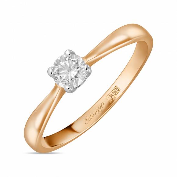 Золотое кольцо с бриллиантом R01-SOL61-020-G2 - Фото 2