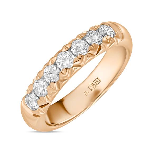 Обручальное кольцо-дорожка из золота с 7 бриллиантами R127-UFOT9288G-078 - Фото 1