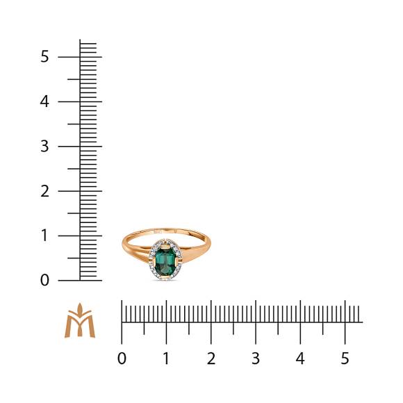 Кольцо с бриллиантами и гидротермальным изумрудом R01-33814-ES - Фото 2