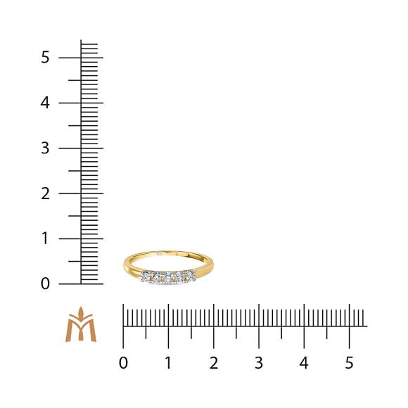 Обручальное кольцо-дорожка из золота с 5 бриллиантами (0,17 карат) R01-35777 - Фото 2