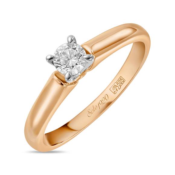 Золотое кольцо с бриллиантом (0,24 карат) R01-SOL59-025-G3 - Фото 3
