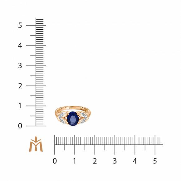 Кольцо с бриллиантами и выращенным сапфиром R01-33803-SS - Фото 2