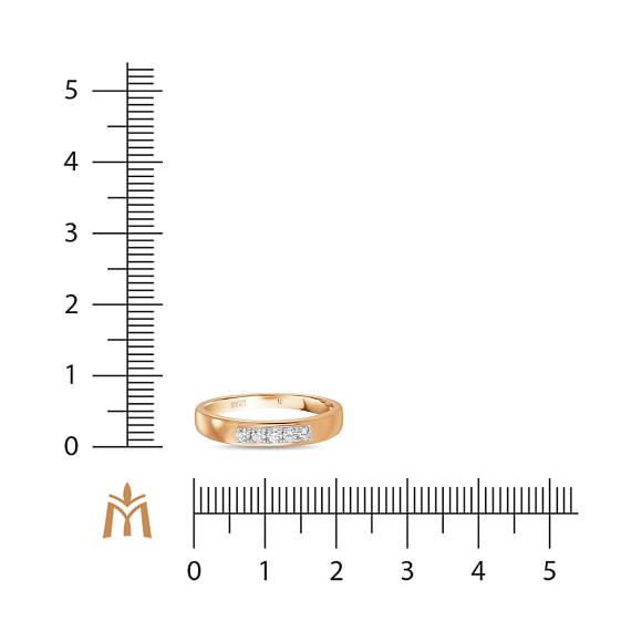 Обручальное кольцо-дорожка из золота с 5 бриллиантами R127-FROF6317G-0.18 - Фото 3