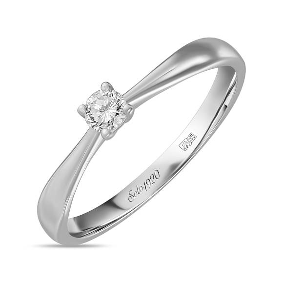 Помолвочное кольцо из белого золота 585 пробы с бриллиантом (0,1 карат) R01-SOL60-010-G1 - Фото 1