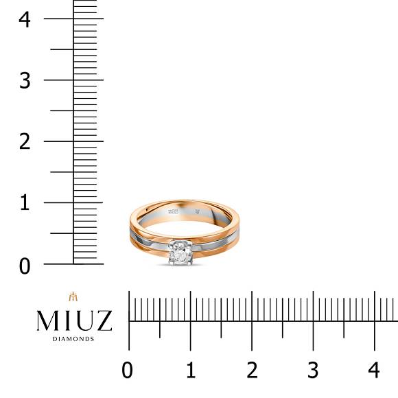 Обручальное кольцо из красного и белого золота с бриллиантом R01-WED-00070 - Фото 2
