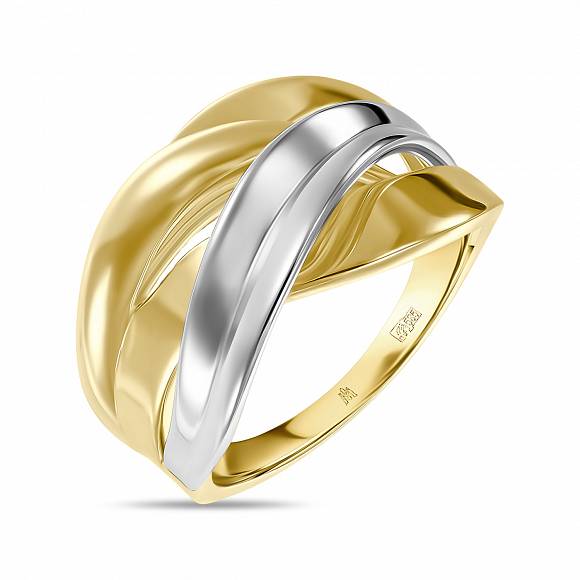 Широкое кольцо из желтого и белого золота 585 пробы R2040-XAR506922-Y - Фото 1