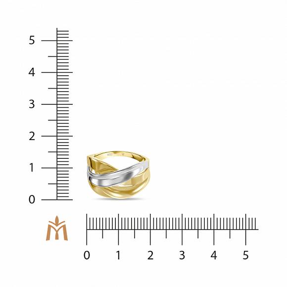 Широкое кольцо из желтого и белого золота 585 пробы R2040-XAR506922-Y - Фото 2