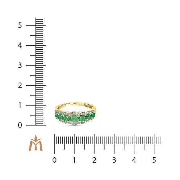 Кольцо с 46 бриллиантами (0,174 карат)7 изумрудами ( 1,219 карат) R2018-RR030159-R17 - Фото 2