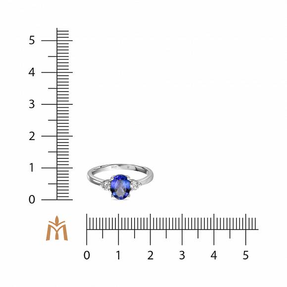 Кольцо c бриллиантами и танзанитом