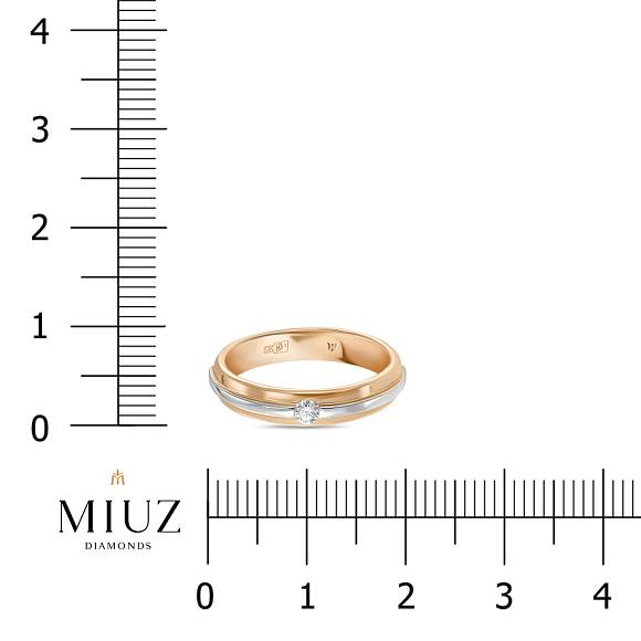Обручальное кольцо из красного и белого золота с бриллиантом R01-WED-34802 - Фото 2