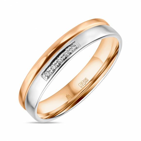 Обручальное кольцо из красного золота с 5 бриллиантами R01-WED-00129 - Фото 1