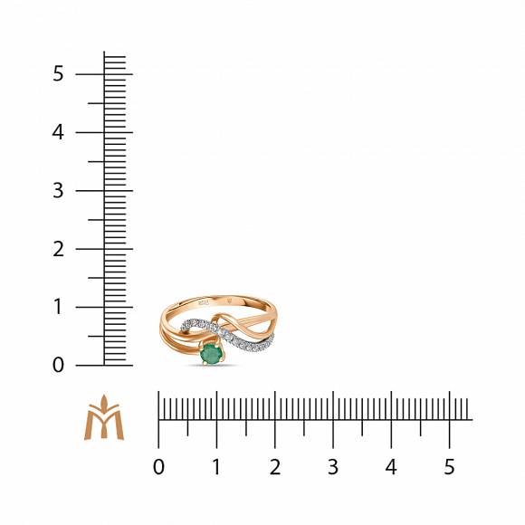Кольцо с 13 бриллиантами и изумрудом (0,28 карат) R4150-D-LRP34564E - Фото 2