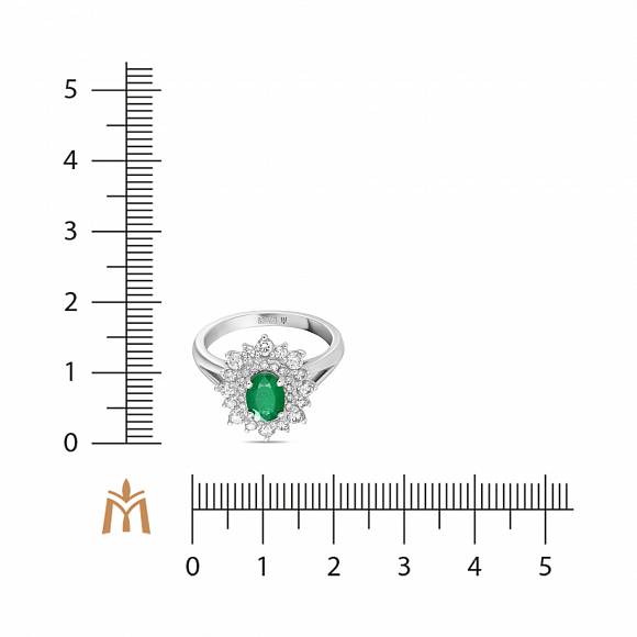 Кольцо с бриллиантами и изумрудом R01-35715-EM - Фото 2